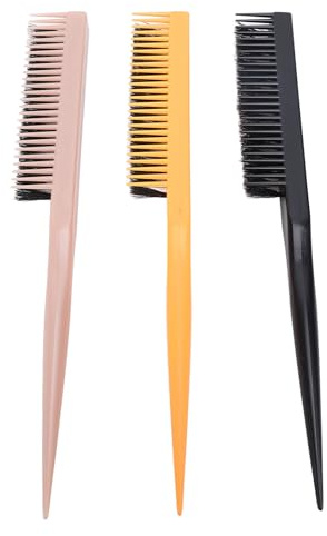 Nurnesy 3 Pcs Queue de Rat Teasing Brosses à Cheveux-Volume-Boosting 3-Row Nylon Poils Pinceaux de Coiffage pour une Texture de Cheveux Idéale