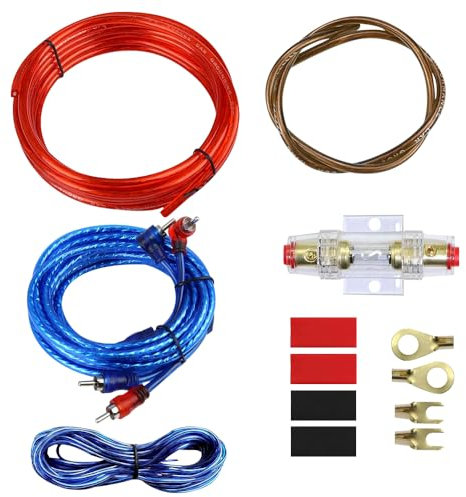 SGZIOO Subwoofer Kabel Set, 10GA Car Hifi kabel Sets, 4.5m Car Audio Wire, 1500w Auto Verstärker kaBel sets,Subwoofer kaBel Autos,1kabelset subwoofer auto für Lautsprecherschaltung wie auto-subwoofer