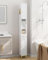 Hzuaneri Badezimmerschrank, Badschrank Hochschrank, Hoher Badezimmer mit 2 Türen und Schublade, Offene Fach, Badschrank mit Verstellbarem Regal Für Wohnzimmer, Arbeitszimmer, Weiß BC28013X