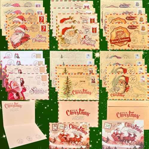 RYIRXI 14 Stück Weihnachtskarten mit Umschlag Set, Weihnachtskarte Postkarten Weihnachtspostkarten Weihnachtsumschläge, Briefumschläge Postkarte Weihnachten Kinder Karte Lustig Frohe Christmas Cards