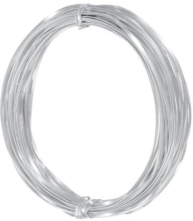 QUARKZMAN Alambre Plano De Aluminio 33 Pies 0.5mm De Grosor Color Plateado | Para Manualidades De 2mm, Alambre Metálico Flexible Para Armadura De Escultura Joyería Con Cuentas