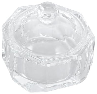 HONITANO Nail Art Crystal Glass Dappen Dish With Lid Portable Nail Powder Mixing Cup For Professional And Home Manicure Use Unique Octagonal Design