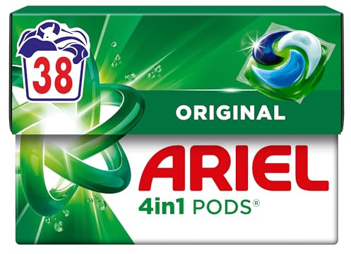 Ariel 4in1 PODS®, Washing Liquid Laundry Detergent Capsules 38 Washes, Original, Stain & Odour Removal in 1 Wash, Great Even in Cold & Short