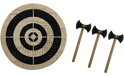 Set de jeu de lancer de hache - Jeu de cible en bois pour le plaisir intérieur/extérieur, comprend 3 petites haches, sûr pour les vacances en famille et convient pour la décoration murale