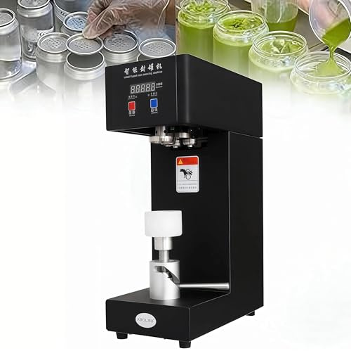 Machine à Sceller Canettes Semi-Automatique Scellage Gobelets Sertisseuse Canette Boissons Plastique Aluminium LED Hauteur Réglable Bars Cafés(Blanc)