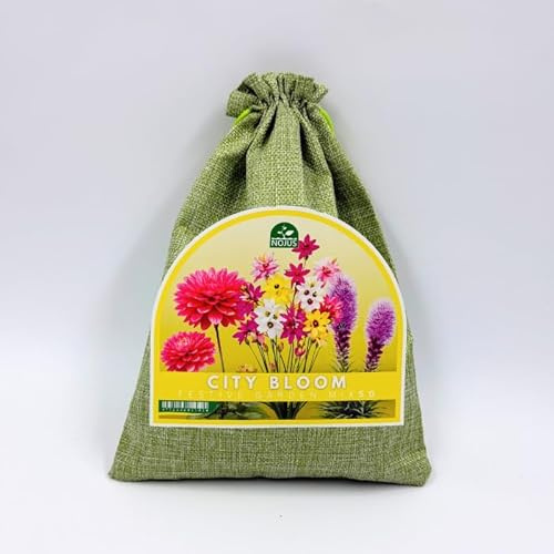 Nojus City Bloom Festive Garden Mix – 50 Bulbos y Tubérculos (Liatris, Ixia y Dalias) – Mezcla de Flores de Verano Coloridas para Jardín, Parterres, Borduras y Macetas
