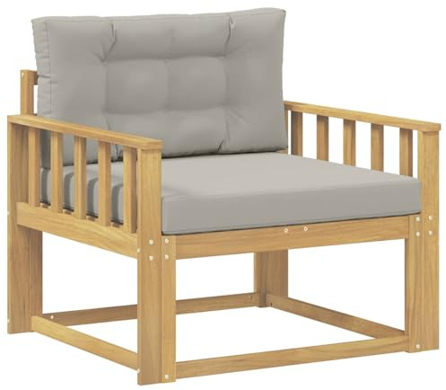vidaXL Outdoor Mittelsofa Polyester Weiß, Akazienholz Outdoor Mittelsofa, wetterfestes Patiositzmöbel, modernes Möbel für Gartenlounge und Balkon