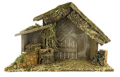 BERTONI Weihnachtskrippe aus Kork/Moos aus Holz, Mehrfarbig, Einheitsgröße