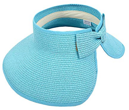 SYAYA M01 - Sombrero plegable para mujer, diseño de paja - Azul - Talla única