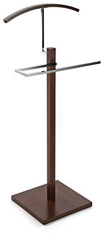 Versa Wengue Moderner und multifunktionaler Herrendiener mit 2 Haken oder Aufhängern für Männer- oder Damenkleidung, Maßnahmen (H x L x B) 112 x 35 x 35 cm, Holz, Farbe: Braun