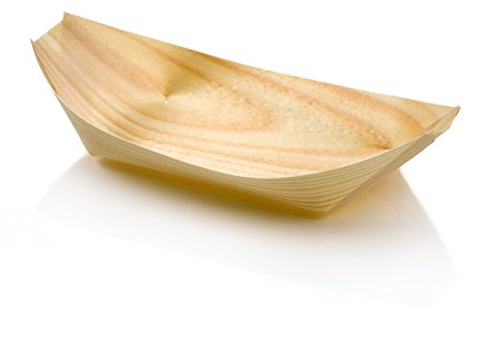 Kraftz® 50 Pc. Eco Friendly Bamboo Boats for Food | Great Bamboo Bowls Disposable Tableware for Party Snacks Nibbles | Used for Canape, Hot Dog Boxes or Finger Food Containers (Boats, Large)