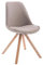 CLP Retro-Stuhl Toulouse Square Mit Stoffbezug Und Hochwertigem Sitzpolster I Lehnstuhl Mit Stabilem Holzgestell I Sitzhöhe 48 cm, Farbe:Taupe, Gestell Farbe:Natur