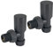 NRG Modern Angled Round Head Anthracite Towel Rail Designer Radiator Valves Central Heating Taps One Pair