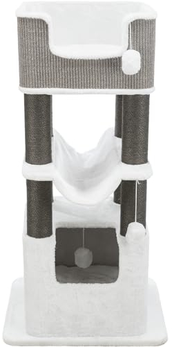 TRIXIE Lucano Katzenturm XXL mit Wohnung, Kratzstämme, Hängematte, abnehmbare Kissen, baumelnde Pompons
