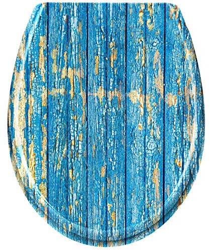 LZQ WC Sitz mit absenkautomatik Toilettensitz Toilettendeckel inkl. Montagematerial aus Hartplastik, 45 x 38cm,Blau Planks