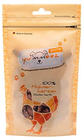 Yummeez pure Hühnerherzen Hundeleckerli - getreidefrei und zuckerfrei - reine Fleisch Leckerlis für Allergiker Hunde mit optimalen Nährstoffen und vollem Geschmack, 1x35g