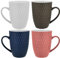 Kaffeetassen Set | 8 Tassen | 350ml | Keramik | Strukturdesign | in den Farben blau, weiß, braun, rosa - Ideal für Ihr liebsten morgendlichen Kaffeegenuß