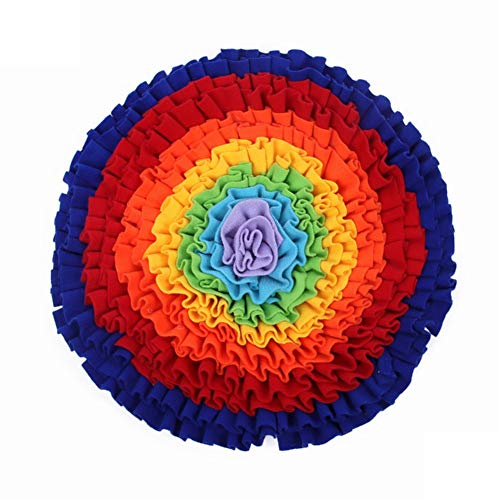ppactvo SchnüFfelteppich Hund SchnüFfelteppich Niedliche Farbe Regenbogen Runde Gehirn Training Pad BissbestäNdig Energie FüR Hunde Behandeln Spender Indoor Stress Relief