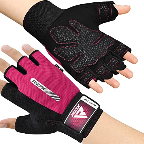 RDX Guanti Palestra Traspiranti per Fitness con Protezione Antiscivolo Sollevamento Pesi Workout Esercizio Allenamento Antisudore Bodybuilding Polso Imbottiti HIIT Pull-up Powerlifting Uomo e Donna