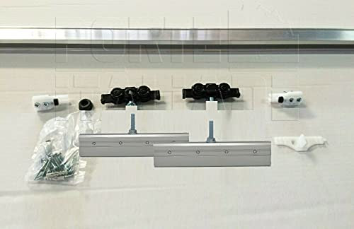 Kit pinze e Binario portata KG 150 attacco a soffitto per Porta Scorrevole Vetro dimensioni cm 170