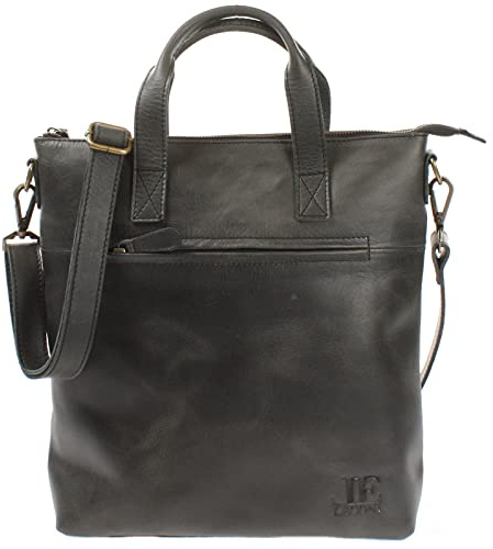 LECONI Schultertasche Henkeltasche Ledertasche für Damen echtes Leder Natur Shopper Lederhandtasche für DIN A4 Damentasche Frauen Handtasche 33x31x10cm LE0068