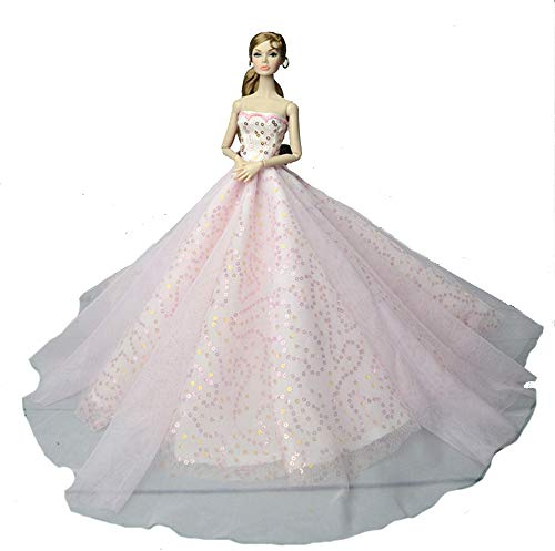 GIVBRO Puppenkleidung für 11,5 Zoll Mädchen Puppen 30 cm Puppe Braut Hochzeitskleid Tüll Vintage Kleid Kostüm Zubehör (#C)