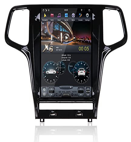 MOOKAKA Tesla Android Autoradio 2 DIN Navigation GPS Hauptgerät für Jeep Grand Cherokee 2010 – 2013 Multimedia-Player 13,6 Zoll (33,6 cm) vertikales Display, kabellos, Carplay DSP (4 + 64 GB)