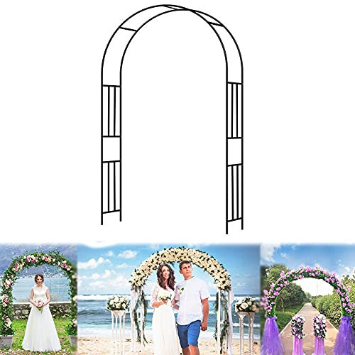 UIBAO Metal Arche Jardin Mariage,Rosiers A Planter Pergola Fer Forge,Tonnelle Plantes Grimpantes Vignes Arche Mariage Décoration Intérieur Et Extérieur,Black-300x240cm/118″×94″