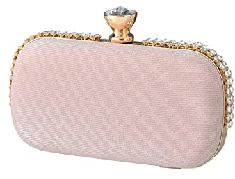 CORIOS Ladies Clutch Bag Sparkly Rhinestone Evening Bag Women Charming Glittering Handbag Bridal Wedding Bag Elegant Shoulder Bag Crossbody Bag for Party Weeding Prom Banquet Cocktail Pink