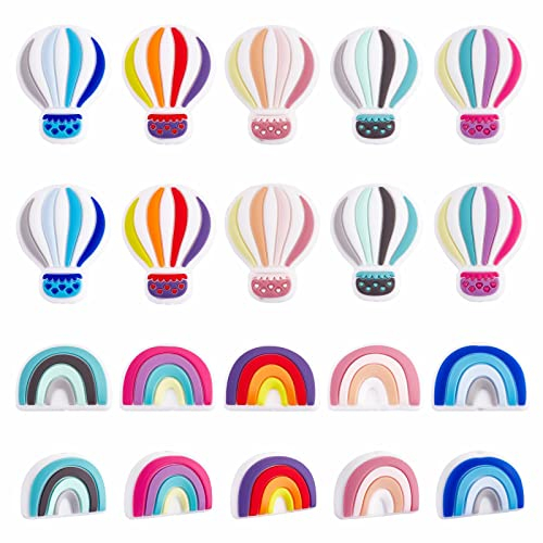 WEWAYSMILE 20 Perline di Silicone Rotonde, per Gioielli Artigianato Collana Braccialetto Ghirlanda (10 stili)