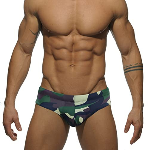 RQPYQF Costume da Bagno Uomo, Costume Slip Nuoto Mare e Piscina Uomo Swimming Brief Coulisse Regolabile YK18 (Camouflage, XL)