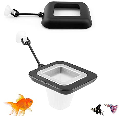 2 Stück Aquarium Fütterungsring, Fütterungsring, Quadratischer Schwimmender Futterring, Fisch Fütterung Ring mit Saugnapf, Feeding Station für Fische, für Aquarien und Aquarien
