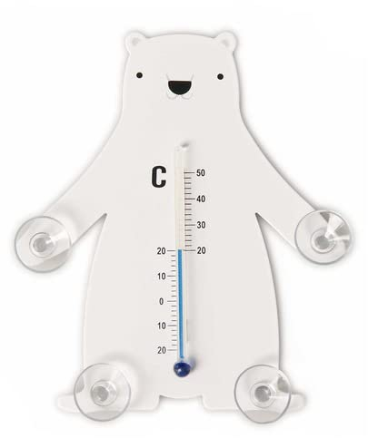 HAB & GUT - TG002 - Thermomètre de fenêtre ours polaire de métal, 14 cm avec 4 ventouses puissantes blanc