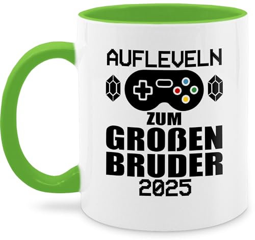 Tasse Tassen 325ml - Großer - Aufleveln zum großen Bruder 2025-325 ml - Hellgrün - tasse+großer+bruder big brother geschenk fuer den grossen große brüder für bruder grosser 2023