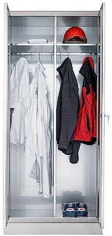 DENIOS Edelstahl-Kleiderschrank INOX, B 800, T 500, H 1800 mm