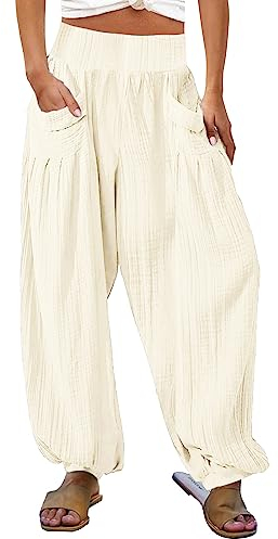 Bodybuilding Hose Ski Hosen Für Frauen Damen Hosen Y2K Hoher Taille Plissiert Elastischer Bund Schlupfhose Mit Tasche Einfarbig Stretch Boyfriend Paperbag Pants Capri Jeans Damen Sommer Stretch