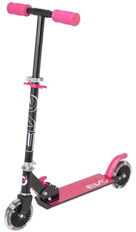 EVO Beleuchteter Inline-Scooter für Kinder im Alter von 5-12 Jahren | Faltbarer 2-Rad-Kick-Rad mit LED-Rädern & verstellbarem Lenker | Leichter Push Scooter für Jungen & Mädchen
