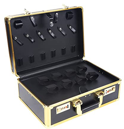 Donened Tragbarer Barber Case, Profi Tragekoffer Salon Tool Aufbewahrungskoffer Friseursalon Koffer mit Lock Mobile Beauty Cosmetics Werkzeuge Tragetasche für Friseurstylisten (Gold)