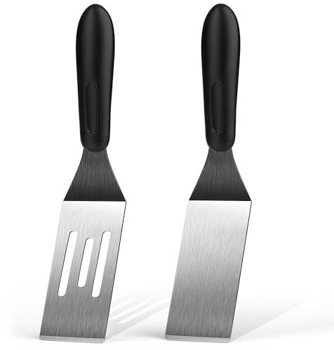 Small Spatula 2 Pieces, Mini Serving Spatula for Kitchen Use, Metal Spatula for Serving and Turning, Ideal for Pancakes, Brownies, Desserts, Cookie, Eggs or Small Pan