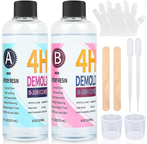IModeur 16oz Crystal Clear Epoxy Resin Kit, Art Resin, No Yellowing No Bubble UV Resistant Resin Kits for Beginners, 8oz Resin and 8oz Hardener for Jewelry, Art Crafts, Casting