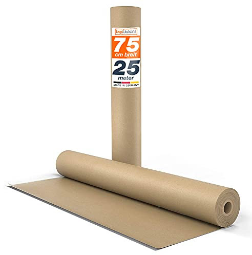4 Rollen Kraftpapier braunes Papier 0,75m x 25m - Natürliches Geschenkpapier - 4x Papierrolle 25m lang - Geschenkpapier braun - Ideales Paketpapier, Verpackungspapier für Umzug - Packpapier natur