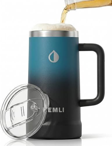 Hemli Insulated Beer Mug Tumbler, Beer Stein Stainless Steel, Vacuum Insulated - 24 oz