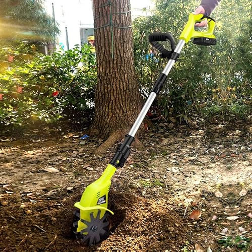 Garden Tiller,20V Lightweight Handheld Electric Cordless Battery Powered Front Tine Soil Cultivator Gardening Tool Cultivation Machine with Rechargeable Battery Charger