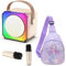 Doeboe Karaoke Machine with 2 Microphones, Portable Bluetooth Karaoke Machine with Colorful LED Light Backpack, Mini Karaoke Machine for 4-14 Years Old Boys Girls Birthday Presents (Off White)