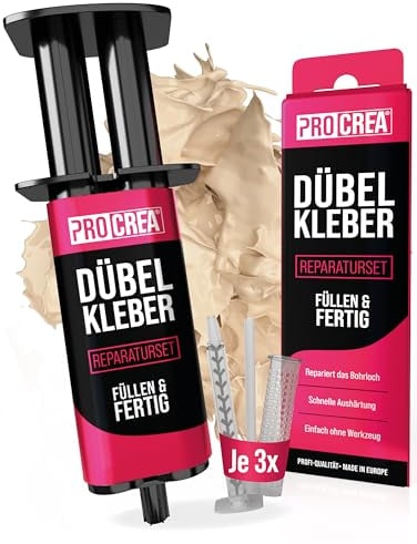 PROCREA® Flüssigdübel Füllen & Fertig [inkl. Zubehör] Extra starke & universelle Reparaturmasse zum Kleben, Füllen und als Bohrloch Retter - 2K Dübelkleber in Profi-Qualität - innen & außen
