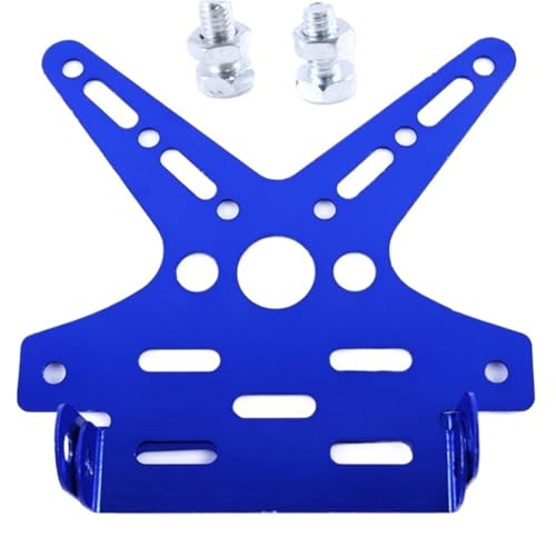 Electroplate Aluminum Alloy Motorcycle Rear License Plate Frame Motorbike Bracket Rack Scooter Adjusted Number Plate Holder(Blue)