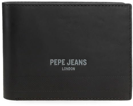 Pepe Jeans Deep Geldbörse mit Geldbörse schwarz 12,5 x 9,5 x 1 cm Leder by Joumma Bags, Schwarz, Talla única, Brieftasche mit Geldbörse