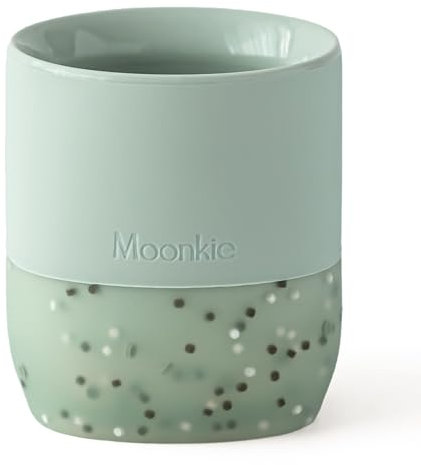 Moonkie Baby Cup, Silicone Sippy Cups, Weaning Essential for 4M+, Weighted Base, BPA Free, with Capacity Markings, Training for Toddler 6-12 Months, 2oz(Mint)