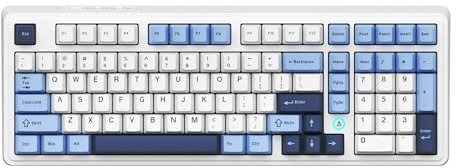 NACODEX Ajazz AK980 Blue White Wireless Mechanical Gaming Keyboard,Tri-Mode BT5.0/2.4GHz/USB-C Hot Swappable Custom Keyboard RGB Backlit Computer Gaming Keyboards for PC/Tablet/PS/Xbox