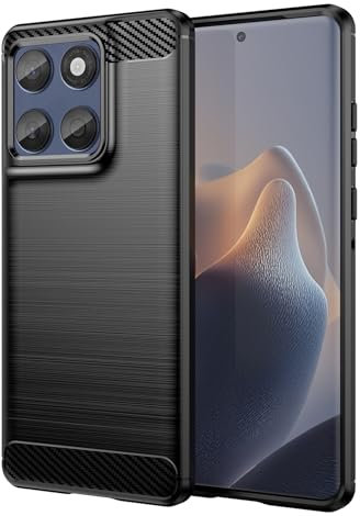 Effcotuo Coque pour Motorola Moto Edge 60 Fusion/Edge 60 Cover, Etui Souple Flexible en Premium TPU Case, Antichoc, Anti-dérapante pour POCO F7 Ultra-Noir